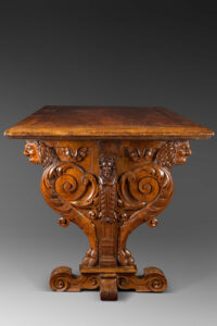 RARE RENAISSANCE CEREMONIAL TABLE FROM HUGUES SAMBIN SCHOOL WITH A FAN-SHAPED BASE