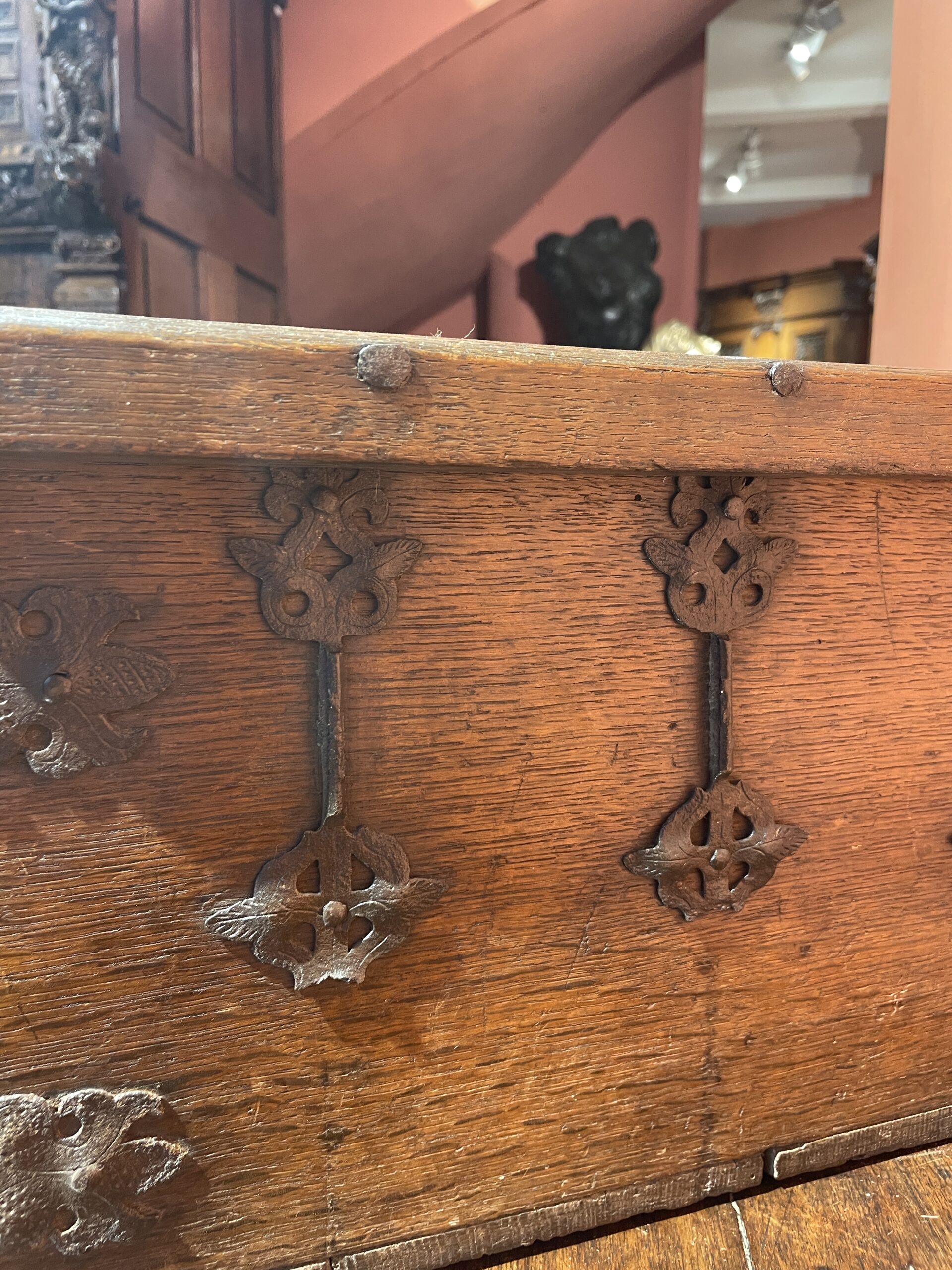 BEAUTIFUL GOTHIC PERIOD IRON-CLAD OAK BOX