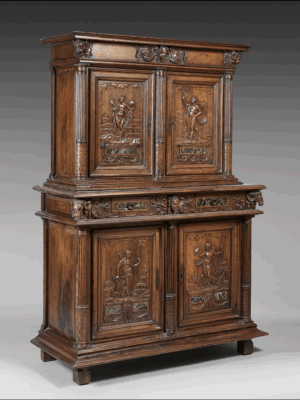 CABINET RENAISSANCE AUX TÊTES DE BÉLIERS DE L’ECOLE DE FONTAINEBLEAU