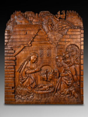 PAIR OF RELIEF PANELS REPRESENTING THE NATIVITY AND THE ADORATION OF THE MAGI,1