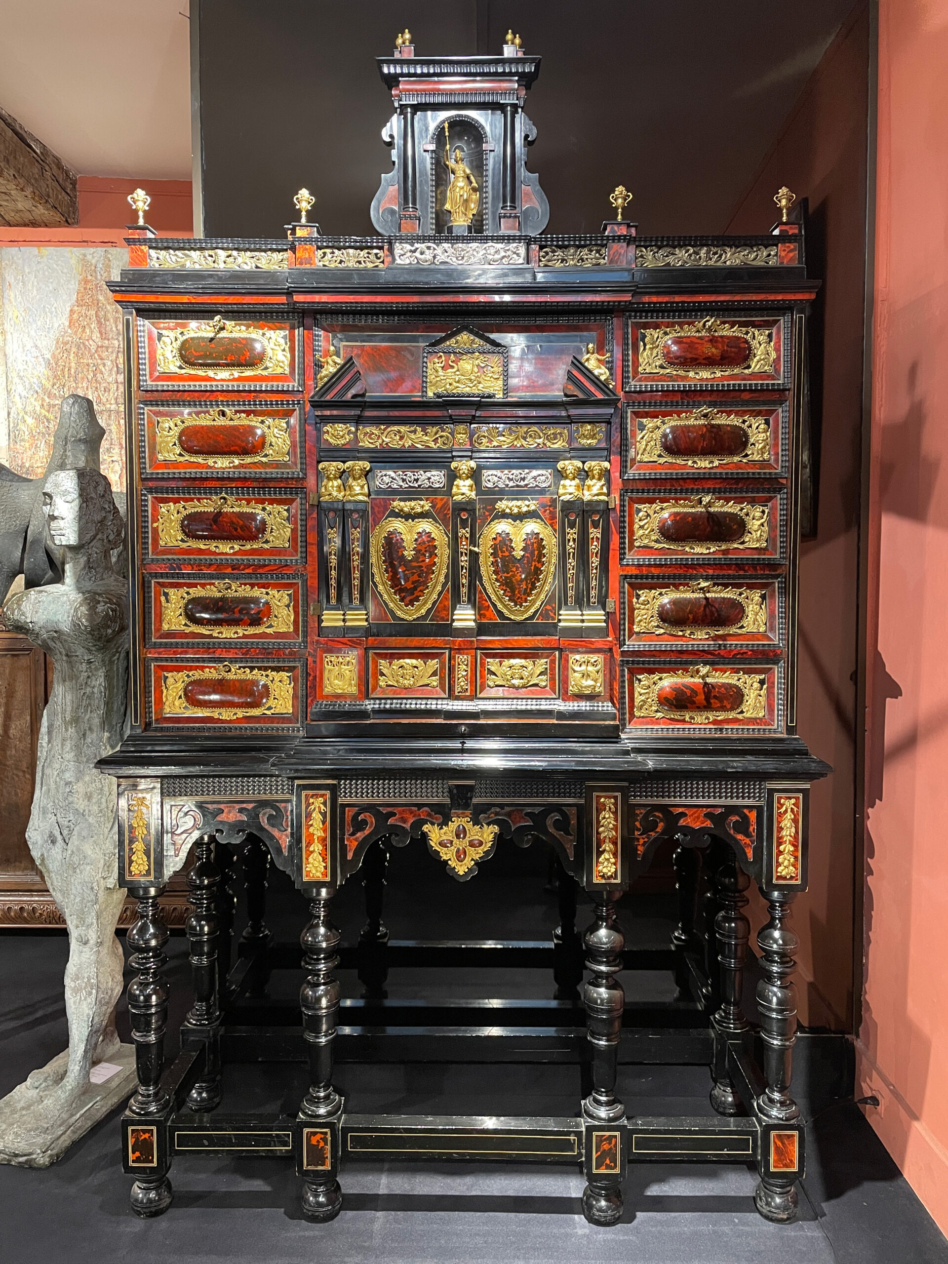 IMPORTANT DUTCH MARRIAGE CABINET VENEERED IN RED TORTOISESHELL AND EBONY