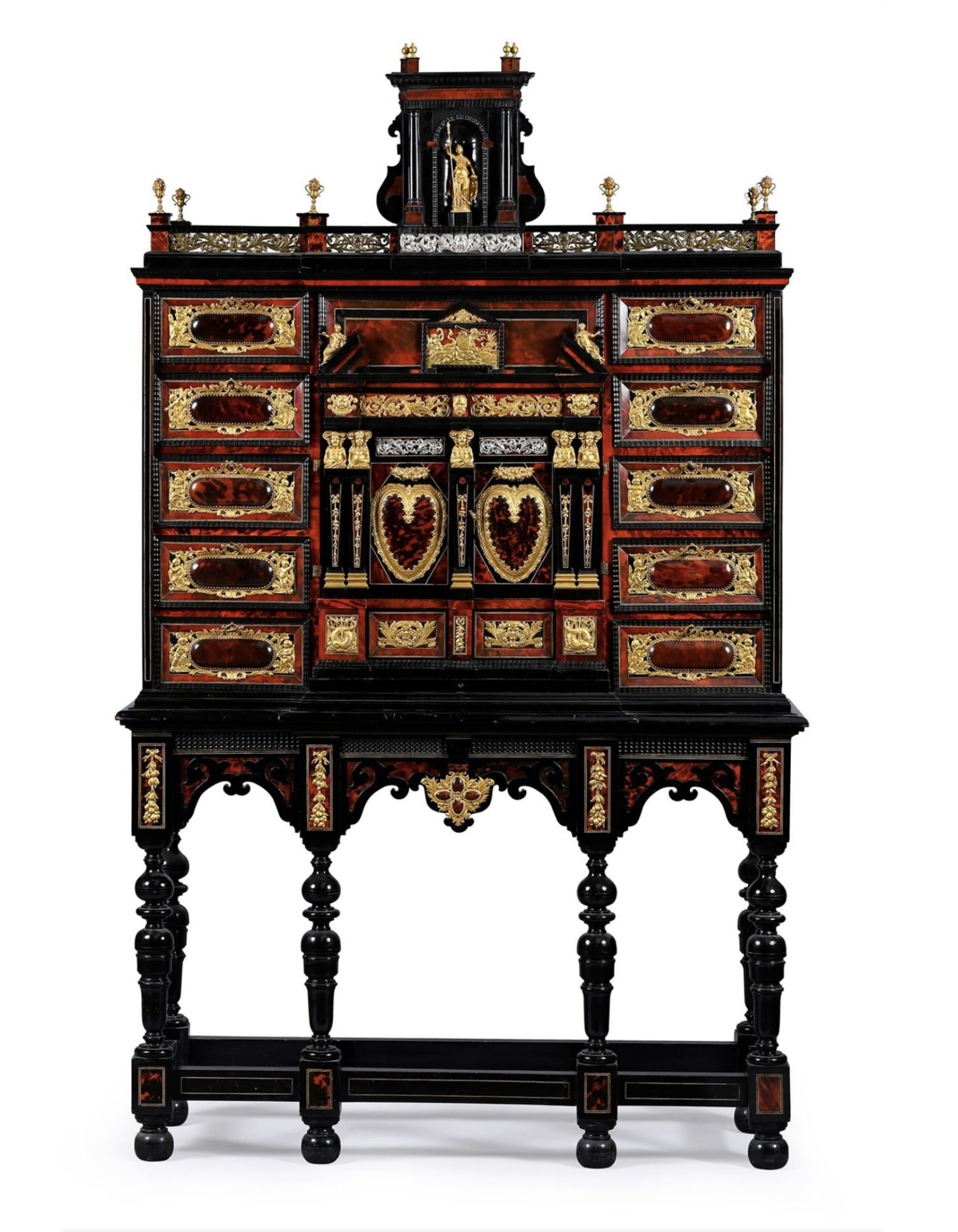 IMPORTANT DUTCH MARRIAGE CABINET VENEERED IN RED TORTOISESHELL AND EBONY