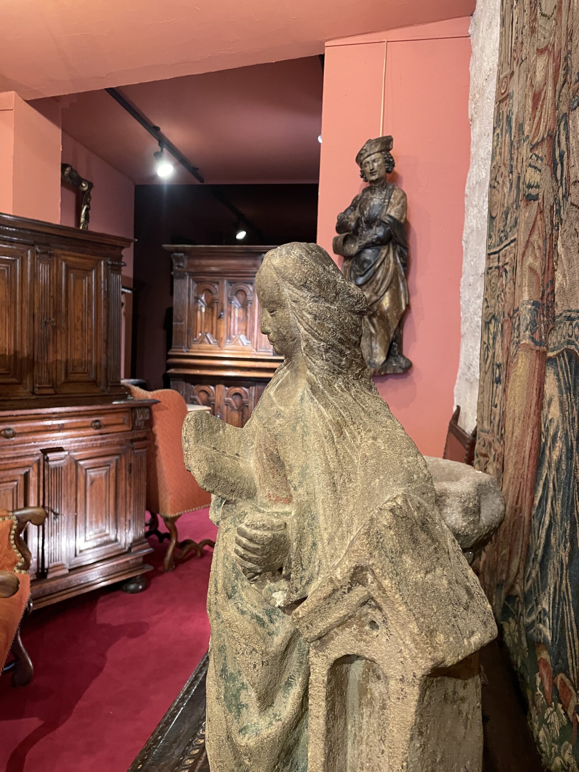 BEAUTIFUL SANDSTONE SCULPTURE DEPICTING SAINT BARBARA BESIDE THE TOWER